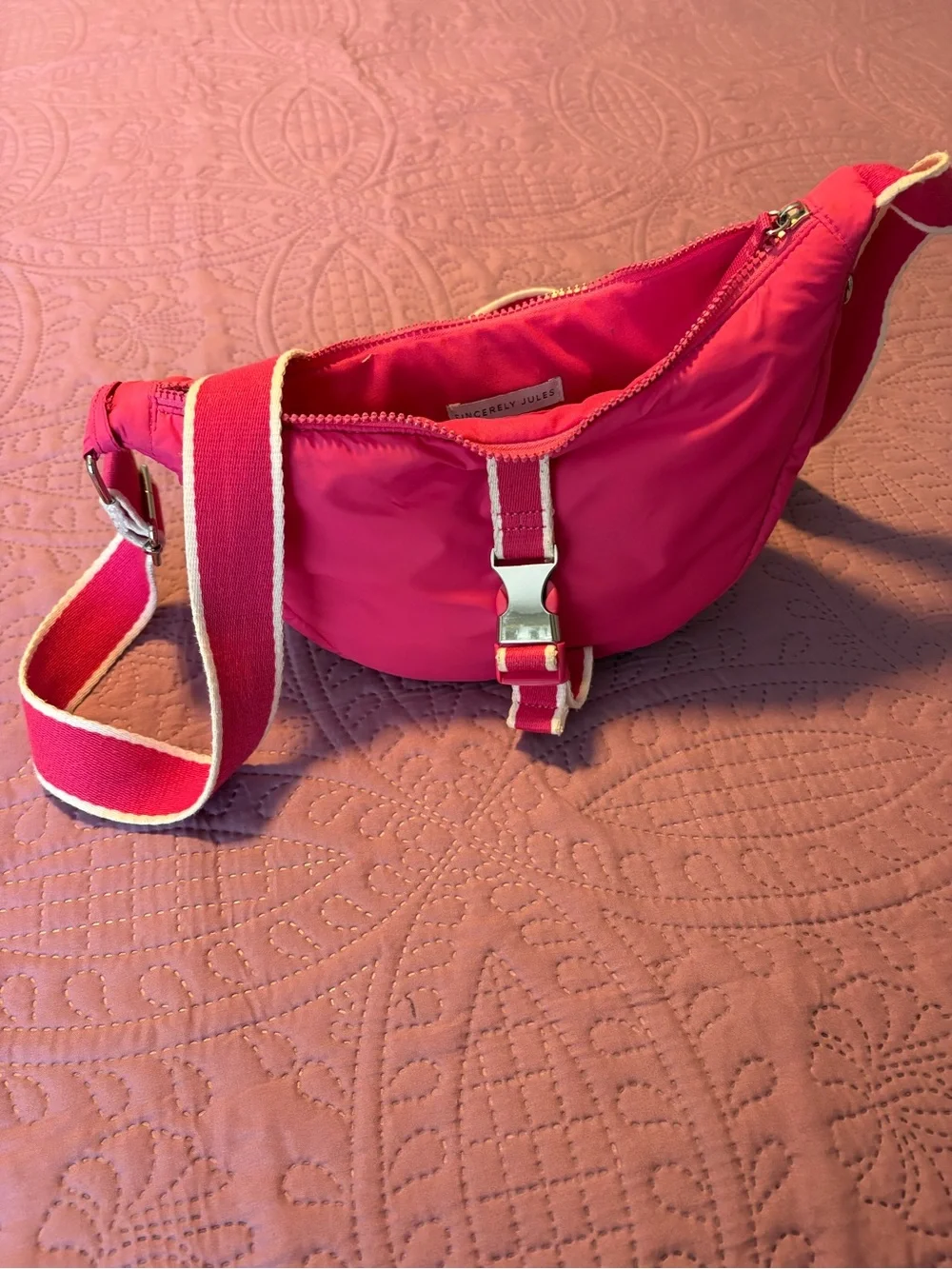 Sincerly Jules Hot Pink Crossbody Bag with Contrasting Strap